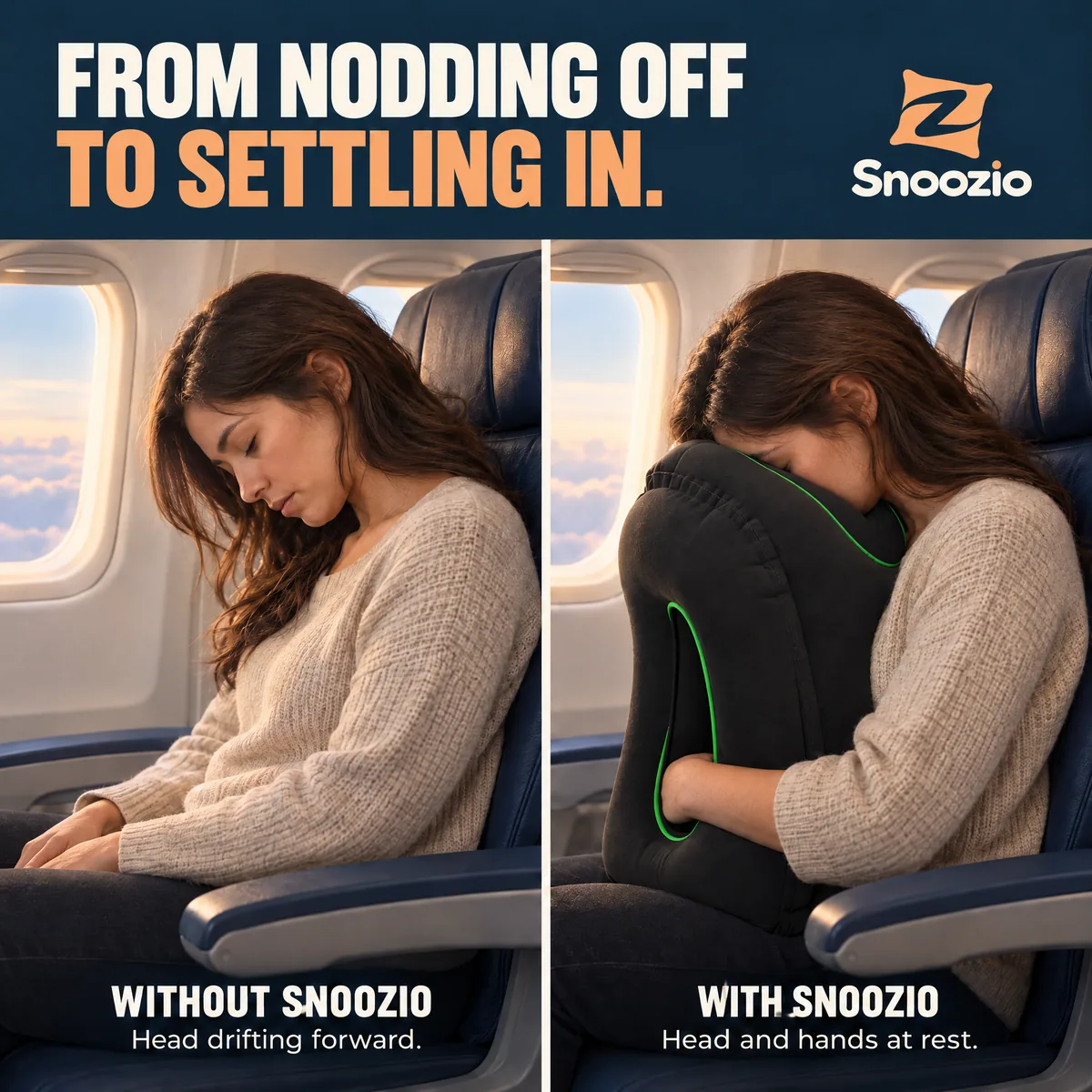 Snoozio Inflatable Travel Pillow — lifestyle 1