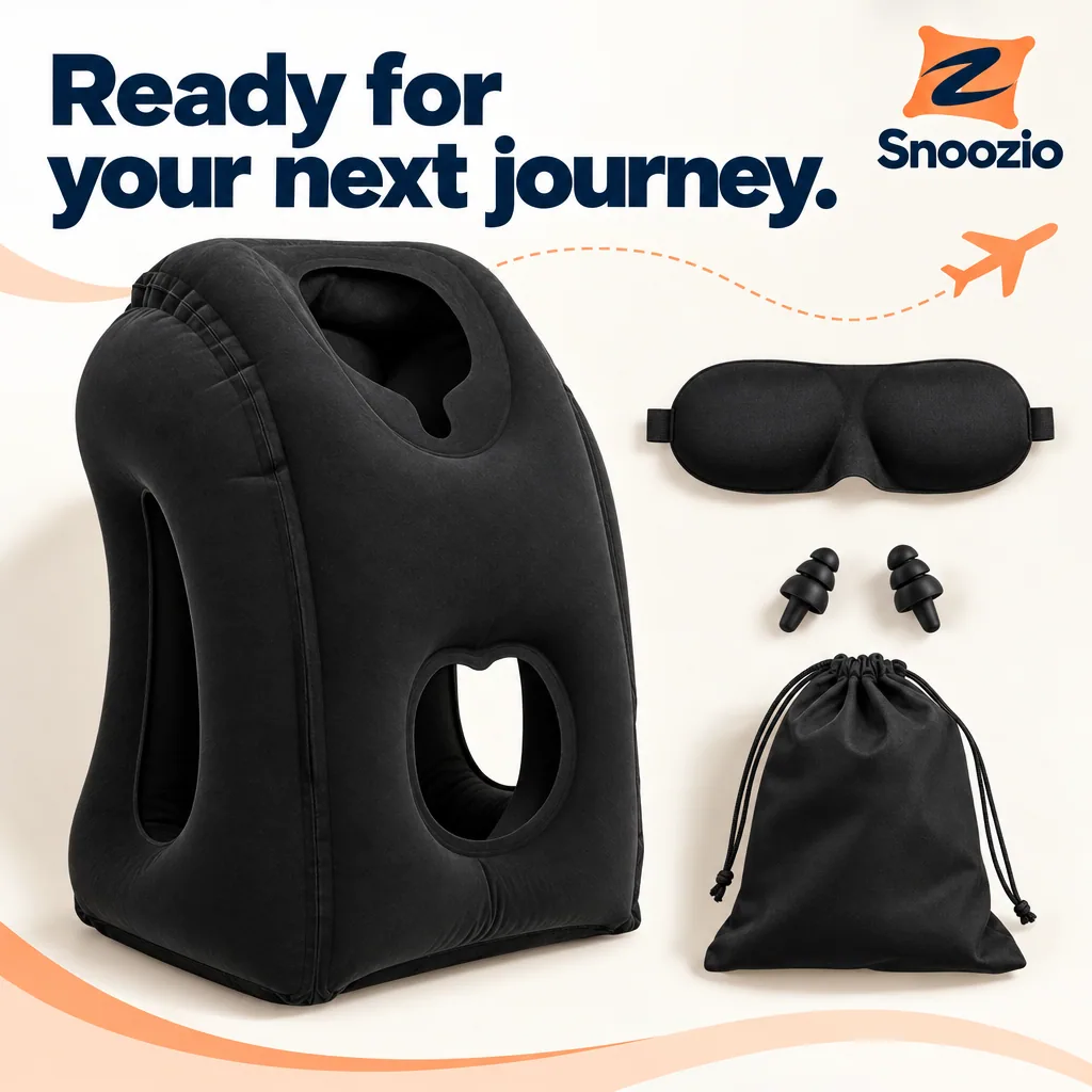 Snoozio Inflatable Travel Pillow — contenido del paquete